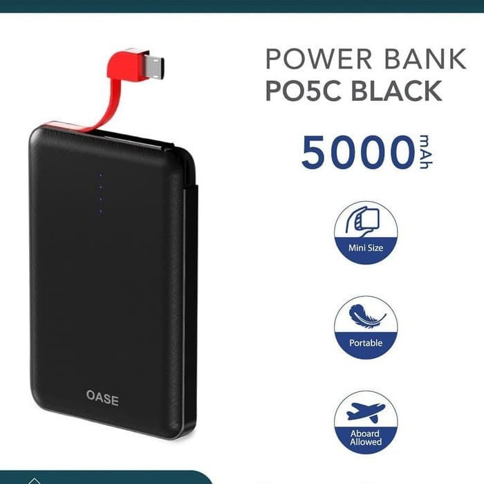 Oase Powerbank P05C 5.000 mAh Slim LED Original - Garansi Resmi