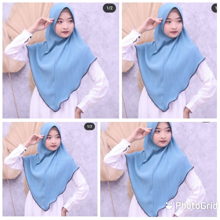 HIJAB PLISKET LIST POLKADOT HIJAB INSTAN