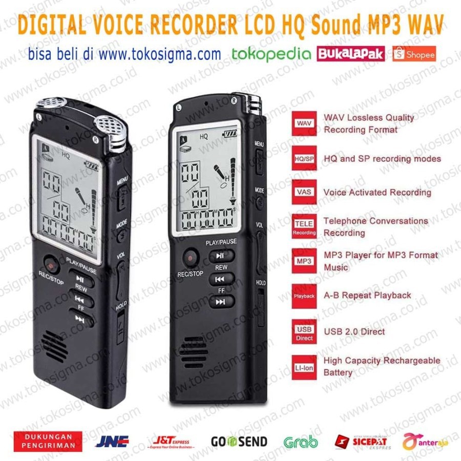 VOICE RECORDER DIGITAL LCD SCREEN ALAT PEREKAM SUARA DUAL MIC HQ SOUND