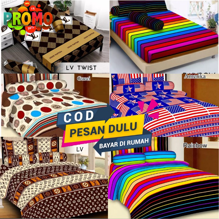 SEPREI MURAH PROMO MOTIF RAINBOW Ukuran 180x200 cm - SPREI Homemade