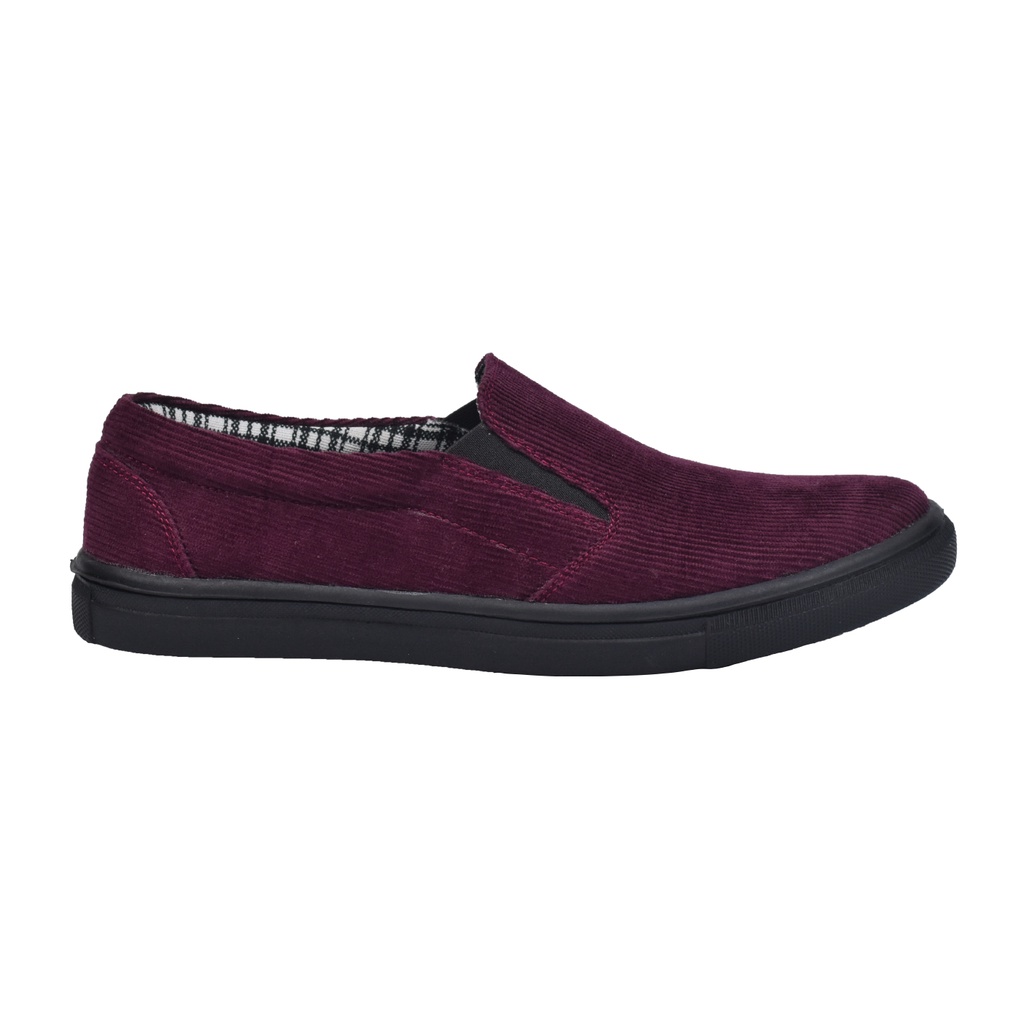 Morningbell - Sepatu pria slip on casual mojo marun black sole
