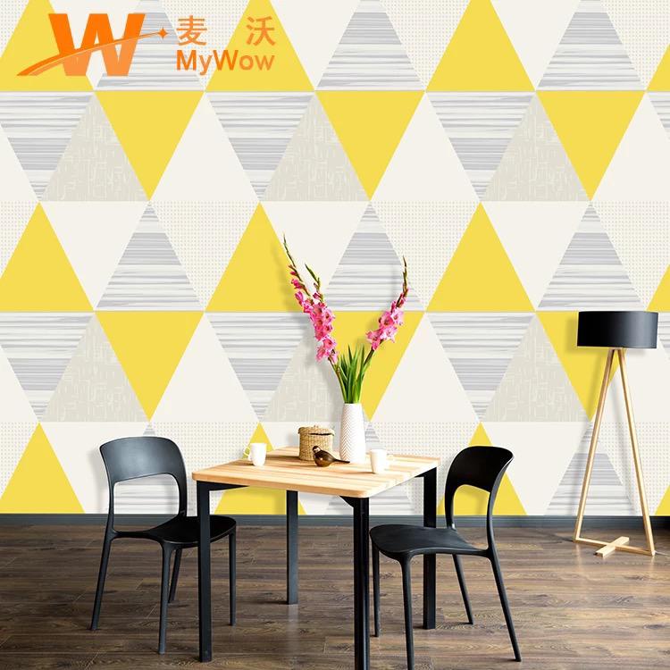 Wallpaper Sticker Dinding Segitiga Kuning Abu