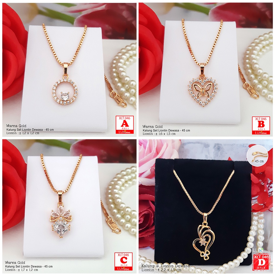 XLT 046  Kalung Set Liontin Terbaru Perhiasan Wanita Lapis Emas 18K Kalung Xuping Gold Luxx Xuping