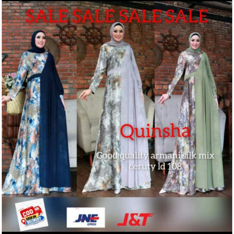 SALE GAMIS KEKINIAN QUINSHA 4  FREE MASKER ORI GLAMZ MAXI ARMANI SILK CERUTY