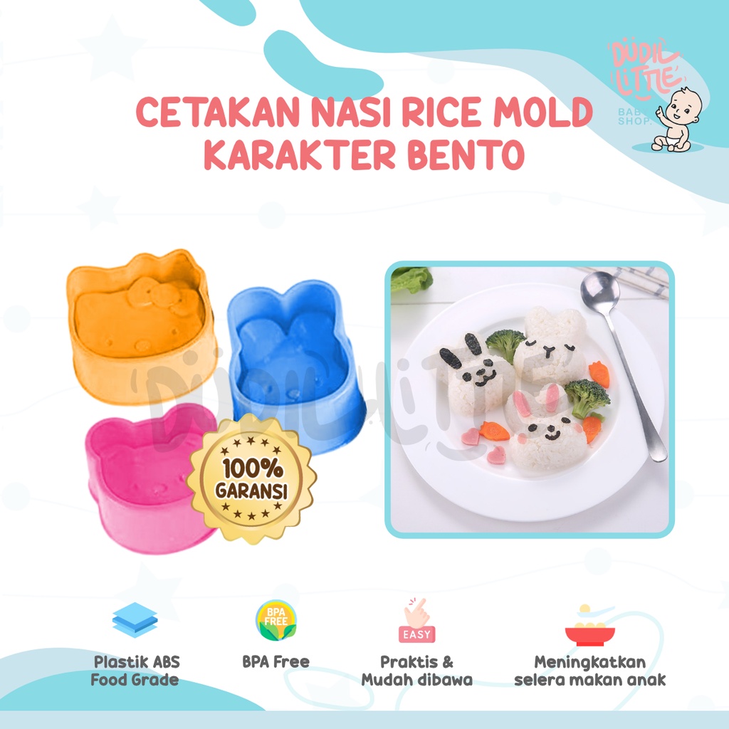 Cetakan nasi karakter Hello Kitty bento rice mold cetakan makan anak 3 in 1 100% Garansi