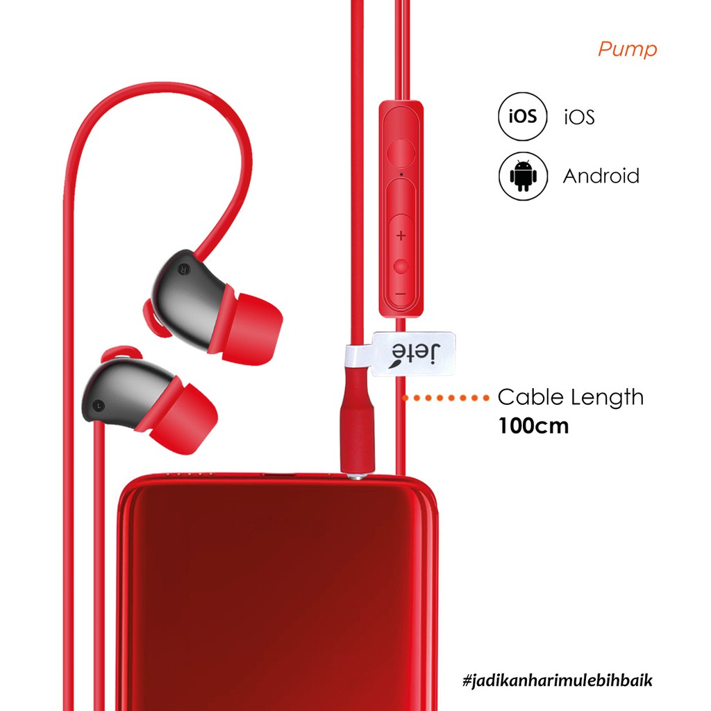 Headset Earphone JETE Pump - Garansi 2 Tahun