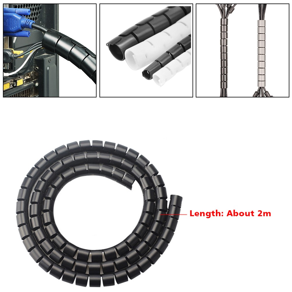 Hot Sale/Tabung Penyimpanan Kawat 2M/kabel Komputer Cords Sleeve Organizer Pipe/Spiral Wrap Winding Cable Wire Protector Cover/Flexible Spiral Management Device