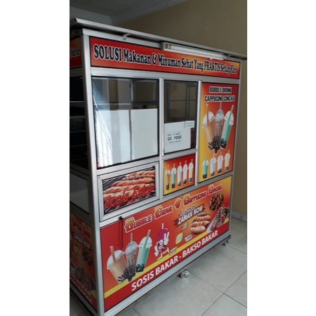 [ Sudah Termasuk Ongkir Go-Box ] Gerobak Jualan / Dagang Minuman Bubble,Capuccino Cincau,Sosis Bakar