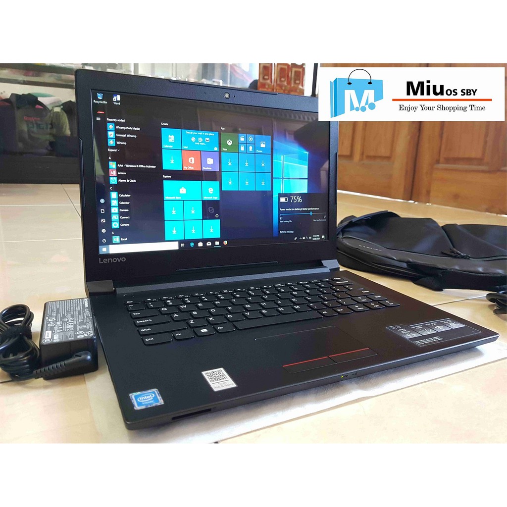 Laptop Lenovo Slim V110 Intel CPU N3350 RAM 4GB HDD 1TB WIN10 Mulus Kenceng