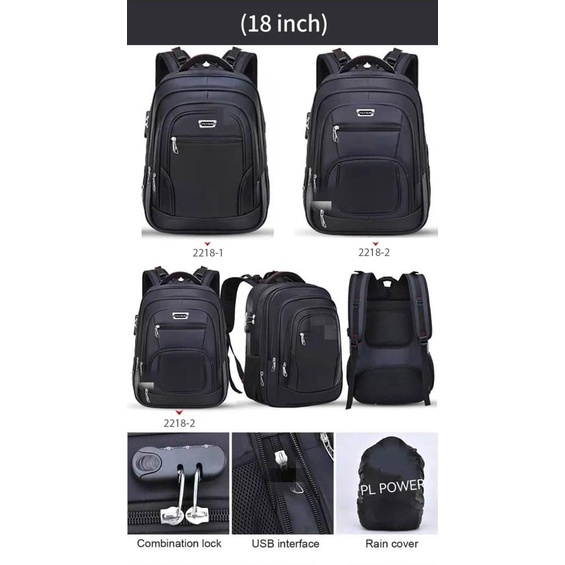 Tas Ransel Laptop PL Power Tas Punggung Pria Ransel Polo Import Dual USB Portable Tas Pria Casual