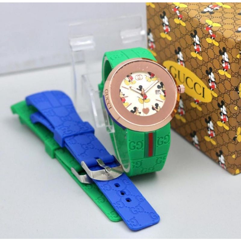 Jam Tangan Pria Wanita Rubber Strap Cadangan Box dan Baterai Cadangan Rubber