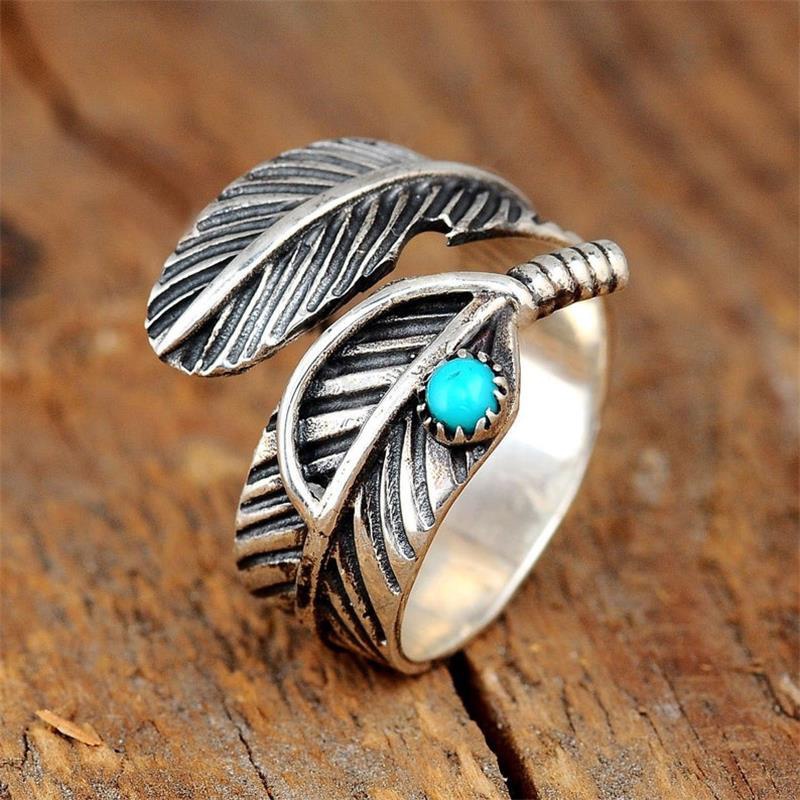 Vintage Turquoise Pria Wanita Cincin Pria Wanita Mode Anti Karat Terbuka Cincin Perhiasan Aksesoris