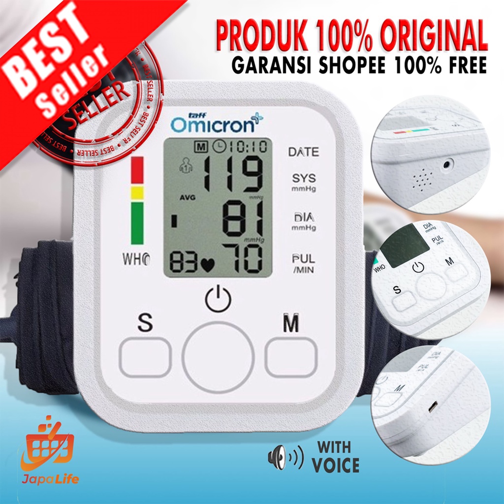 Taff Omicron Tensimeter Digital Alat Tensi Darah / Pengukur Tekanan Darah / Blood Pressure Monitor / Sphygmomanometer B869