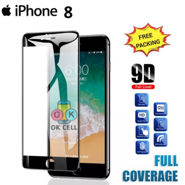 Tampered Glass 5D 9D Full Cover Iphone 8 TG Anti Gores Kaca Full Screen Protector Premium