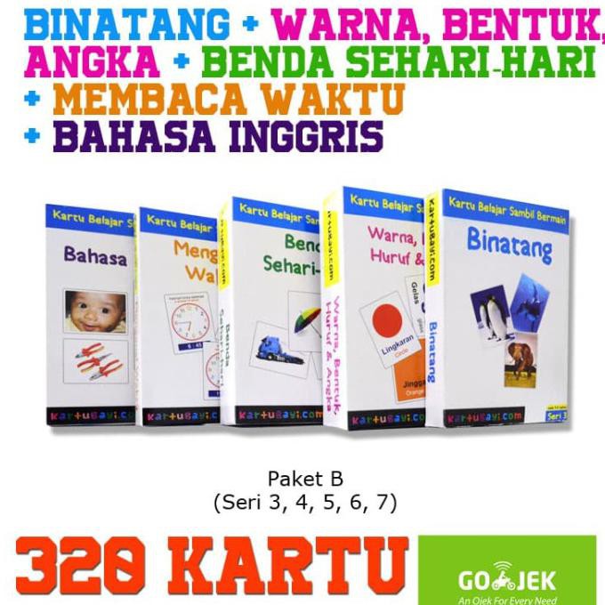FlashCard Paket 320 Kartu - 5 Seri Indonesia, Inggris (Kartu Bayi)
