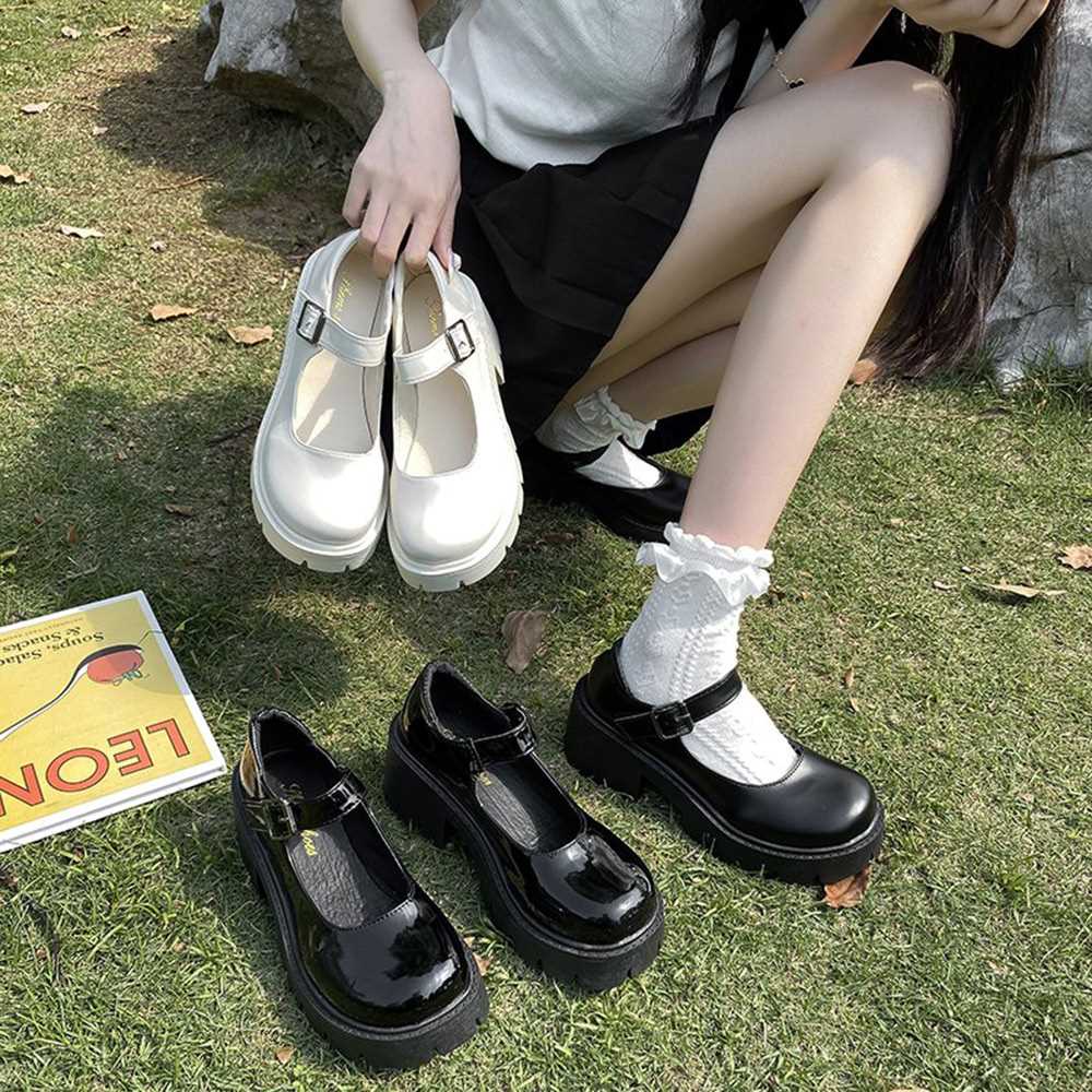 Sepatu Mary Jane sepatu tunggal sepatu wanita musim panas 2021 Retro tengah tumit tinggi Jepang JK s