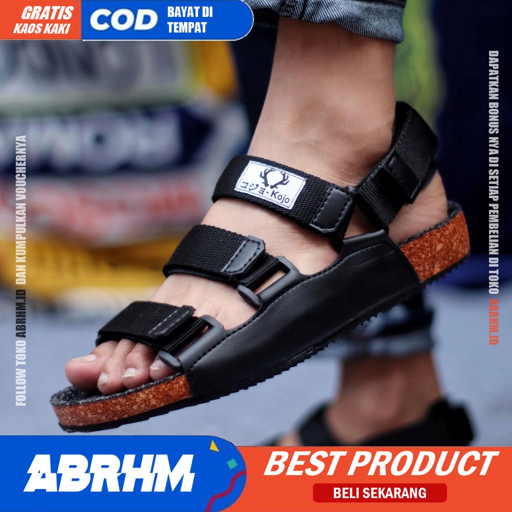 ABRHM - SANDAL PRIA SLIDE SANTAI KASUAL SEMI KULIT KJ001