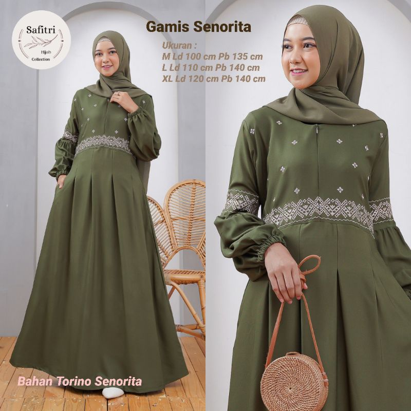 TANIA DRESS 1 bahan Torino Senorita aplikasi bordir busui bumil friendly by Safitri Fashion