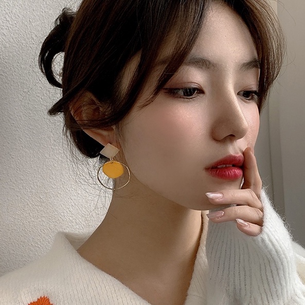 Anting Stud 925 Silver Bentuk Lingkaran Besar Gaya Korea Untuk Wanita