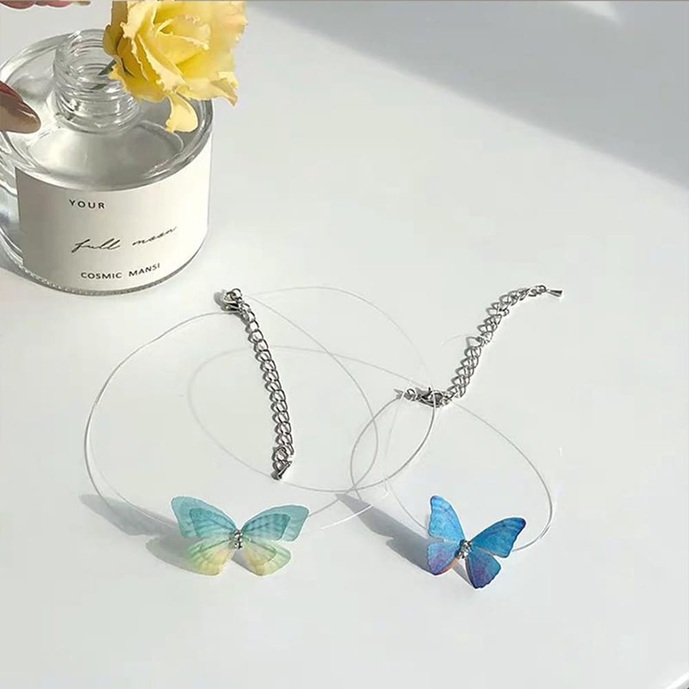 Rantai Klavikula Kalung Kupu Kupu Korea Choker