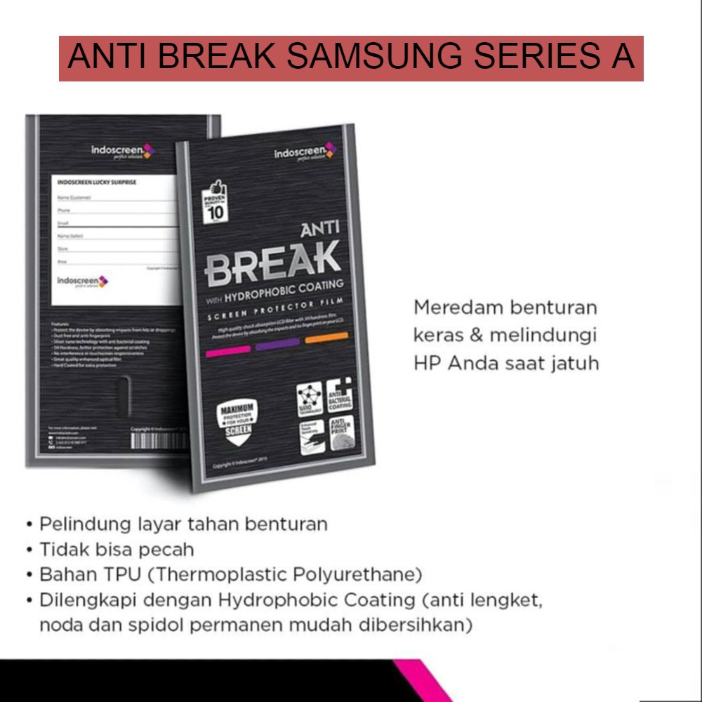 ANTI BREAK SAMSUNG SERIES A / ANTI GORES SAMSUNG A SERIES / INDOSCREEN