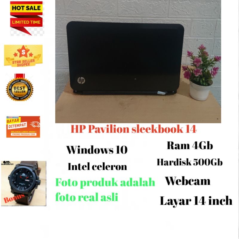 Termurah Laptop second HP Sleekbook Pc14 Ram 4Gb/500Gb/windows 10/Intel celeron/layar 14 in mulus no minus LIKE NEW-3