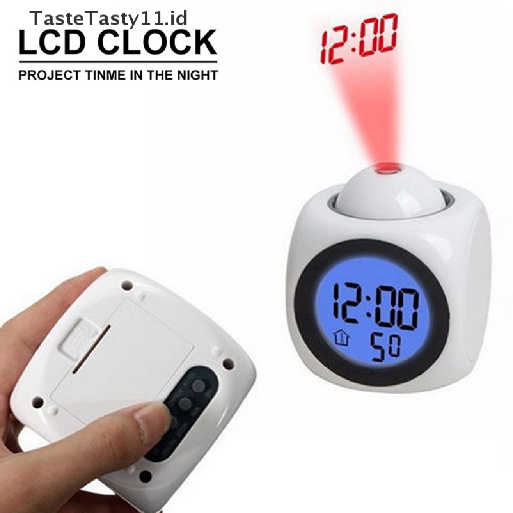 【TasteTasty】 Creative LCD Digital Projection Laser Alarm Clock Display Voice Report Decor .