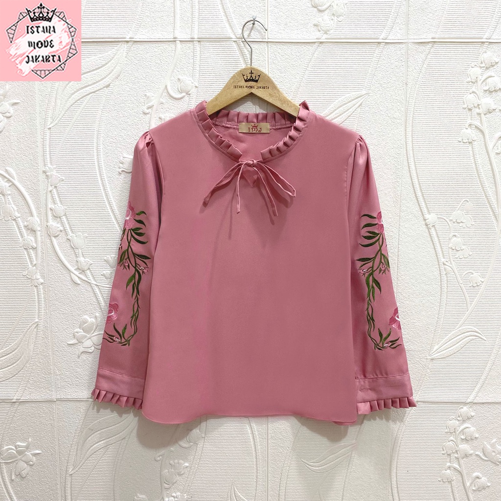 ISTANA MODE JAKARTA Aurelia Bordir baju atasan wanita terbaru blouse koreanstyle blouse wanita lengan panjang-DUSTY