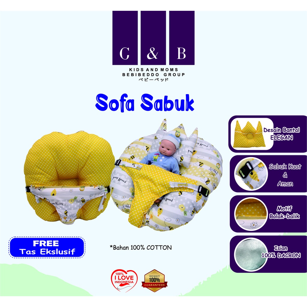 PREMIUM KASUR BAYI MULTIFUNGSI SOFA BAYI DENGAN GESPER SAFETY BELT PREMIUM TEBAL FREE BANTAL PEYANG CROWN