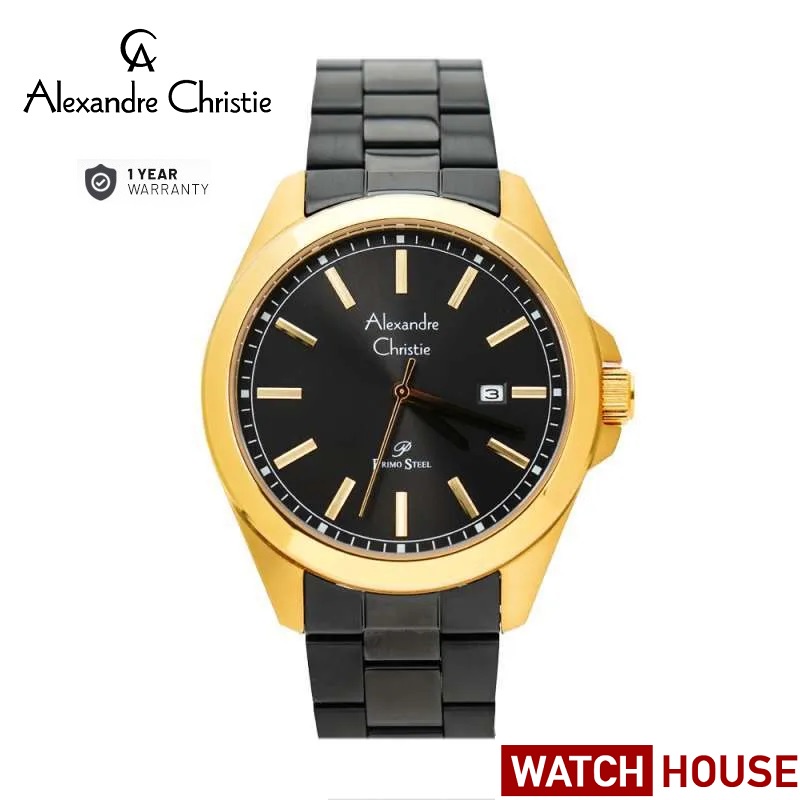 ALEXANDRE CHRISTIE AC 1015 AC1015 AC1015MD 1015 BLACK GOLD ANALOG ORIGINAL WATCH JAM TANGAN PRIA TAL