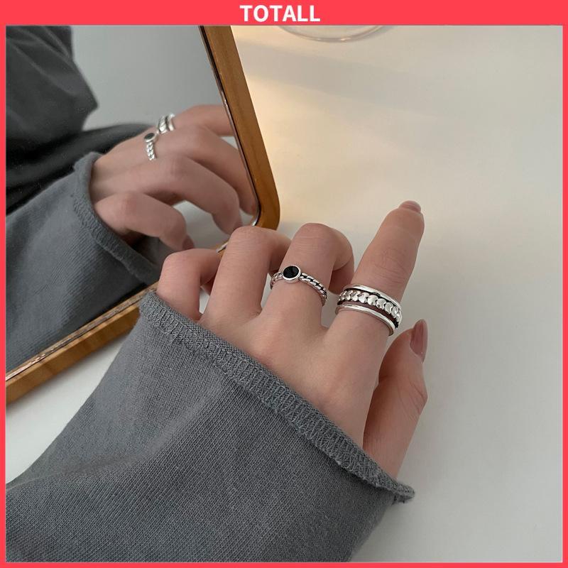 COD Set Cincin Kombinasi Wanita Pembukaan Sederhana Dapat Disesuaikan Cincin Jari Telunjuk Fashion Gaya Keren Desain Niche Net Cincin Merah-Totall