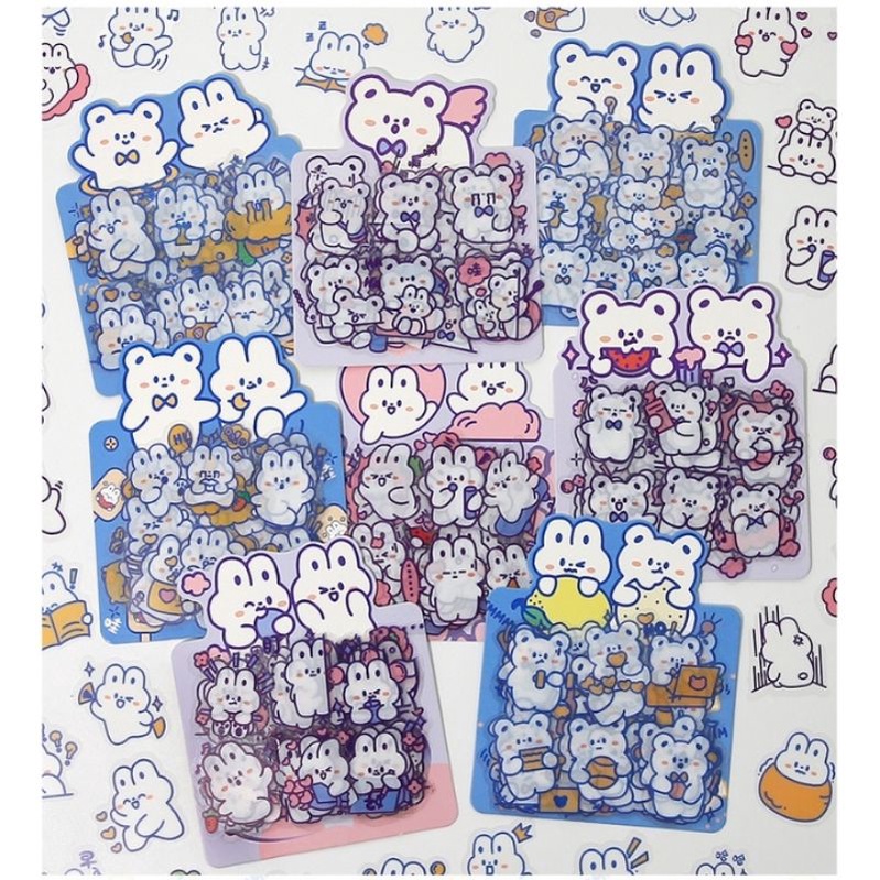 

40 stiker Telado bear bunny rabbit waterproof jurnal diy deco