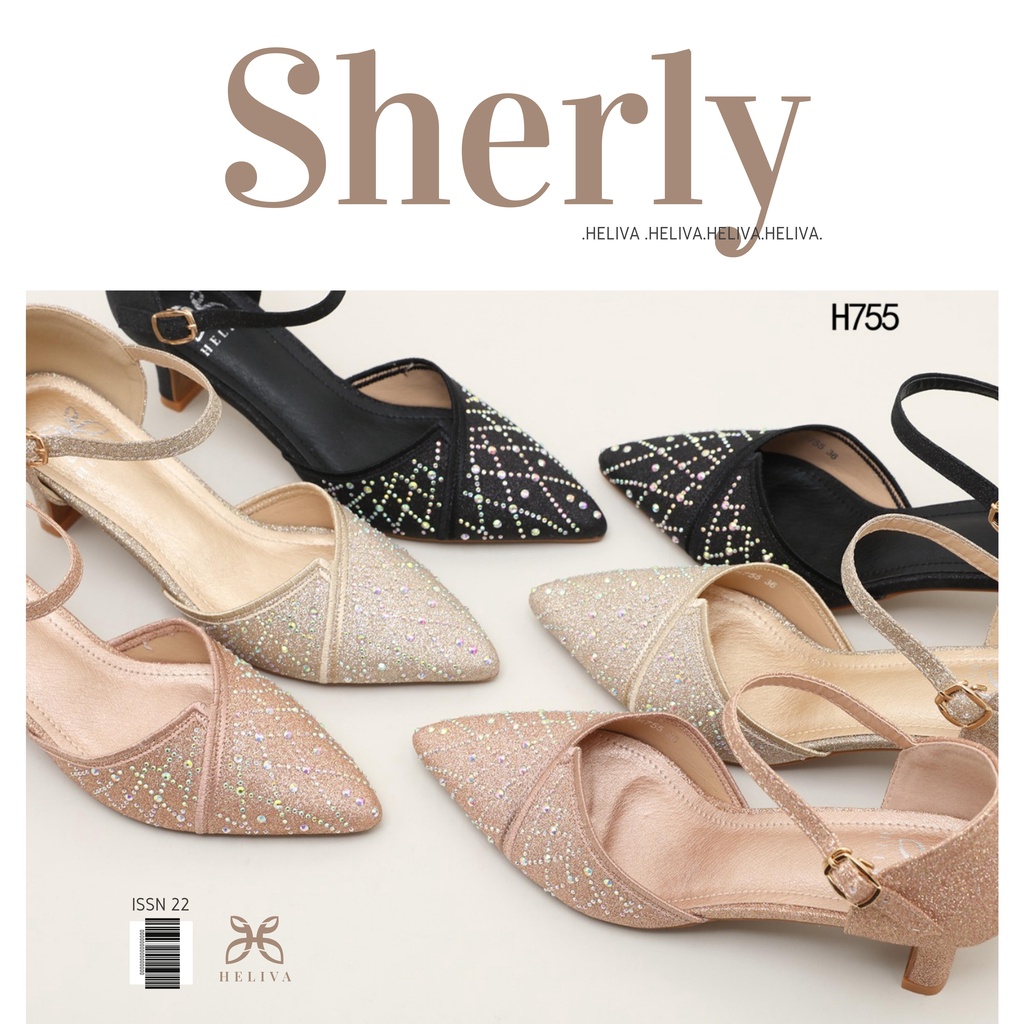 HELIVA SHERLY High Heels 6cm Jewel Shoes Bahan Kulit H755 Original Brand