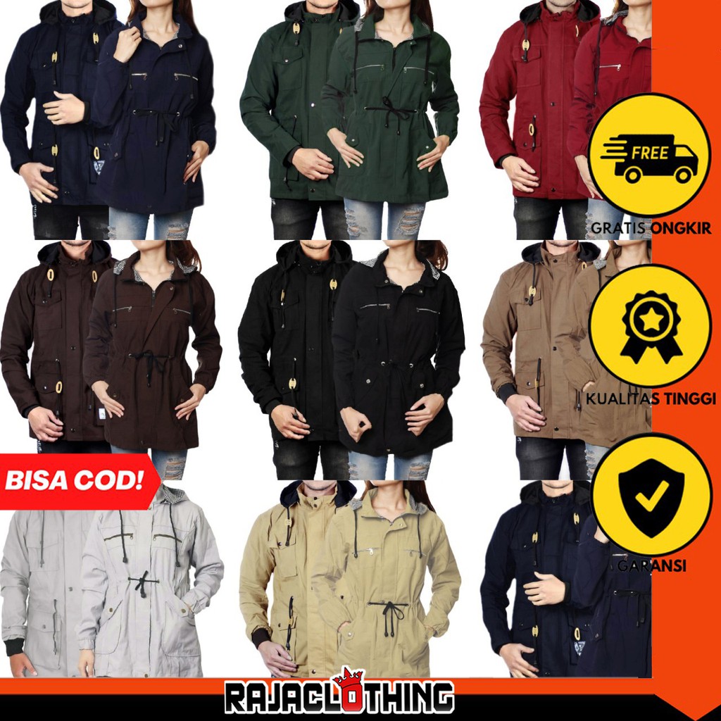 RCL - JAKET PARKA POLOS PRIA WANITA - JAKET COUPLE PARKA - JAKET PARKA PASANGAN ( HARGA SEPASANG )