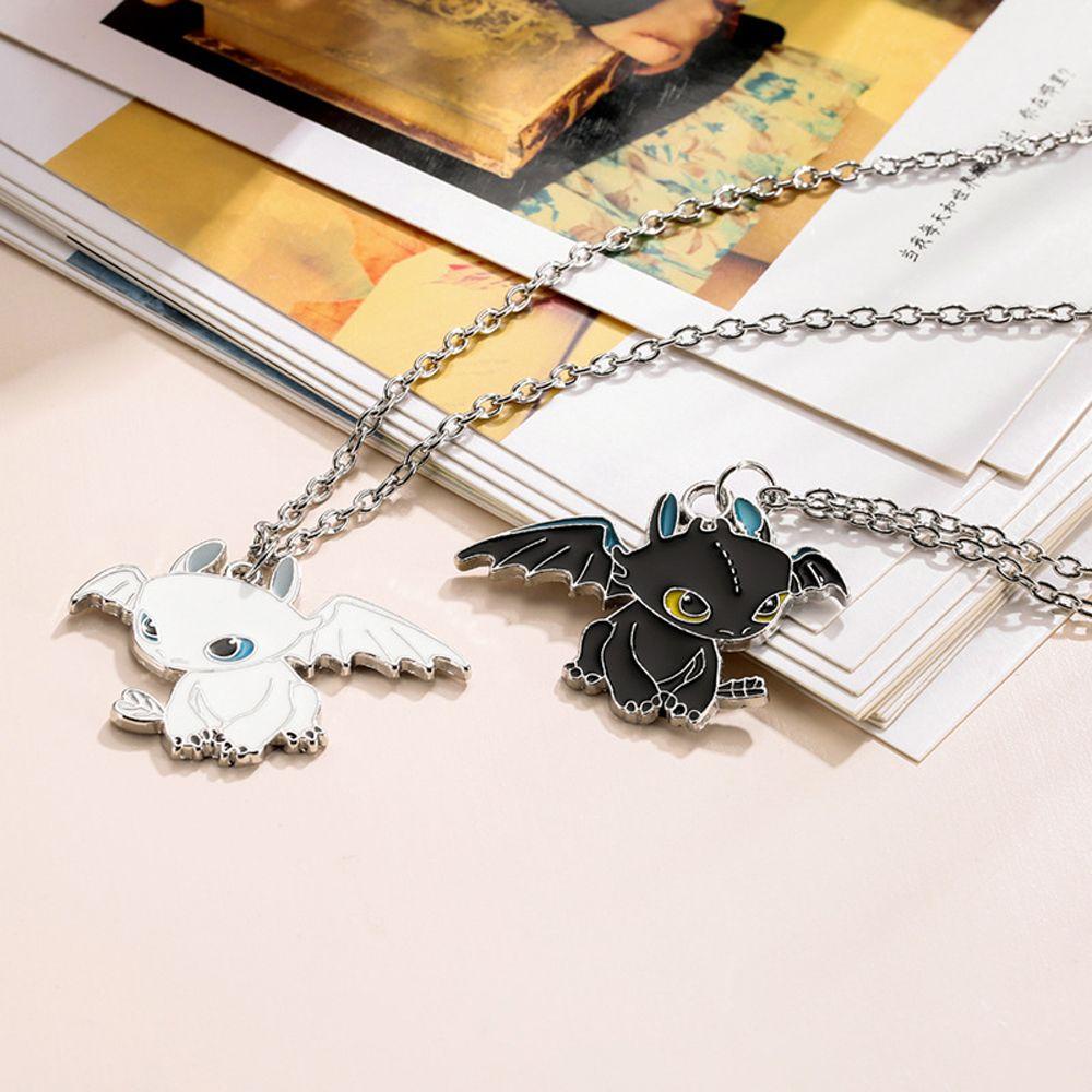 REBUY Rebuy Toothless Dragon Necklace Jewelry Friend Gift Hiasan Gantungan Malam Naga Ganda Jahat Pasangan Kalung Cara Melatih Naga Anda