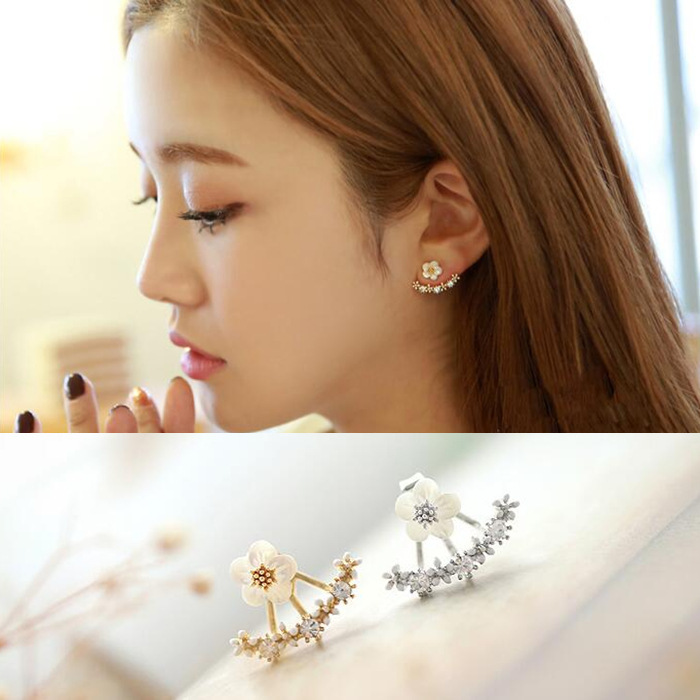 Anting Tusuk Gantung Desain Bunga Aster / Chrysanthemum Hias Kristal Gaya Korea / simple Untuk Wanita