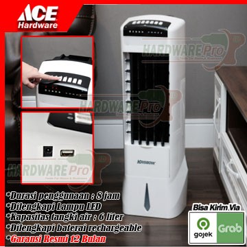 Evaporative Air Cooler 6 Ltr Rechargeable Krisbow Penyejuk Ruangan Portable Bergaransi Resmi By Azko