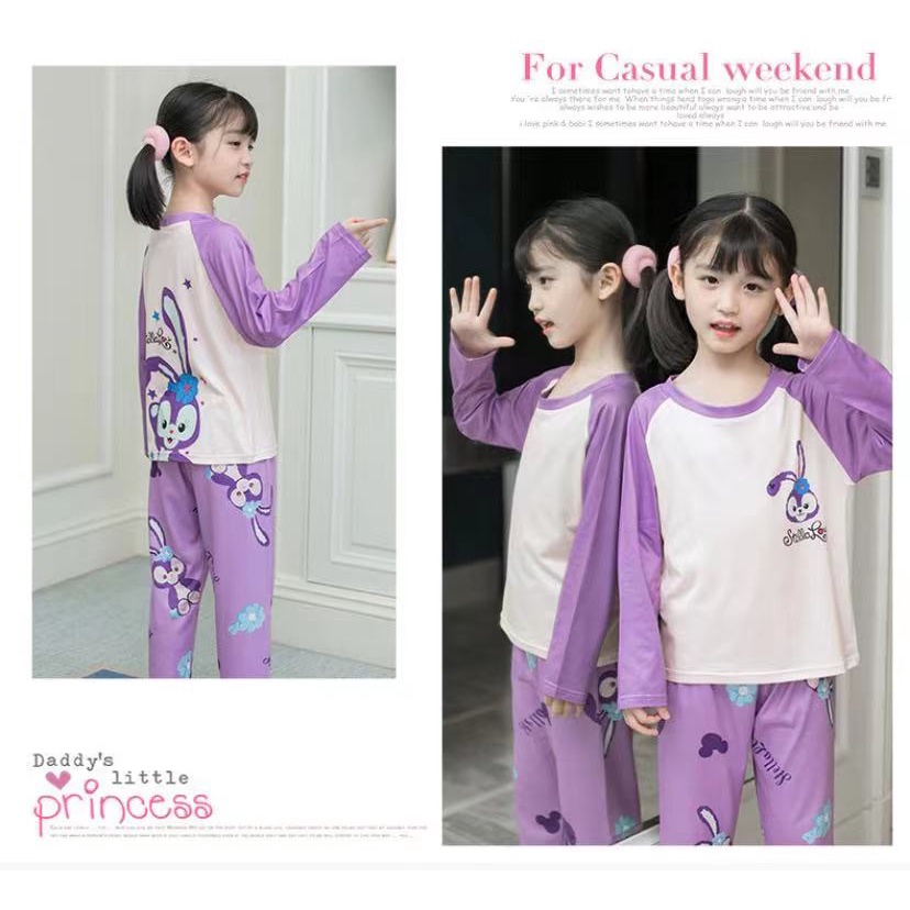 【Happy Baby】3-11Tahun Piyama Setelan Baju Tidur Anak Perempuan Cewek Karakter Lengan Panjang Celana Panjang S-03