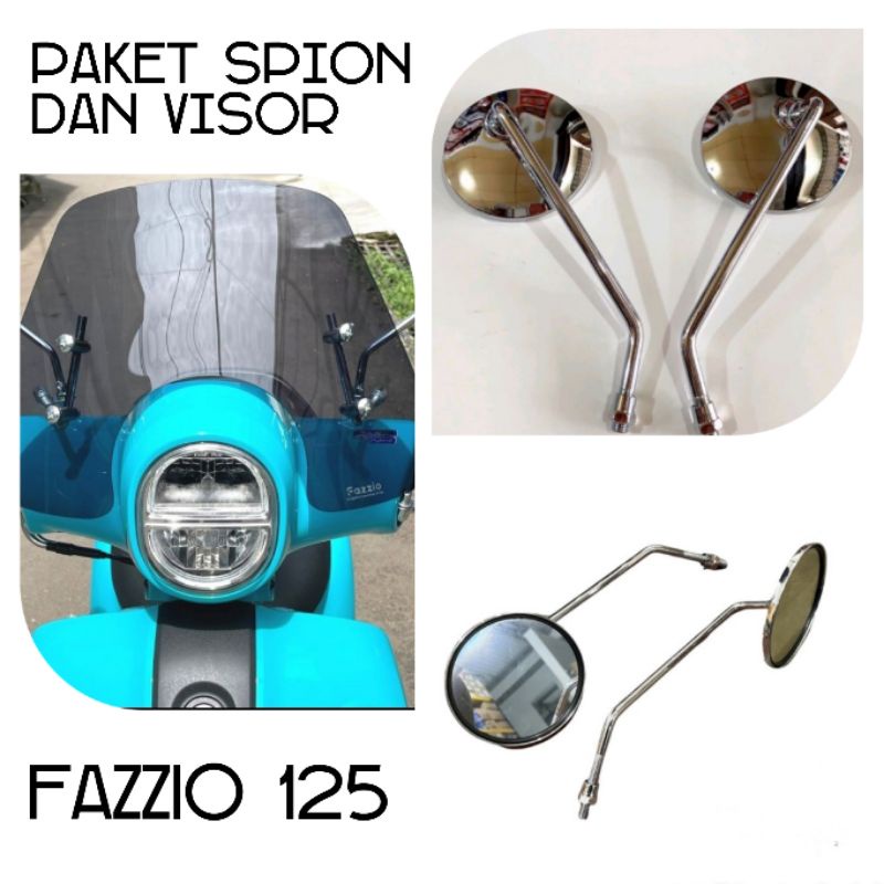 paket visor FAZZIO 125 dan spion retro klasik tangkai panjang