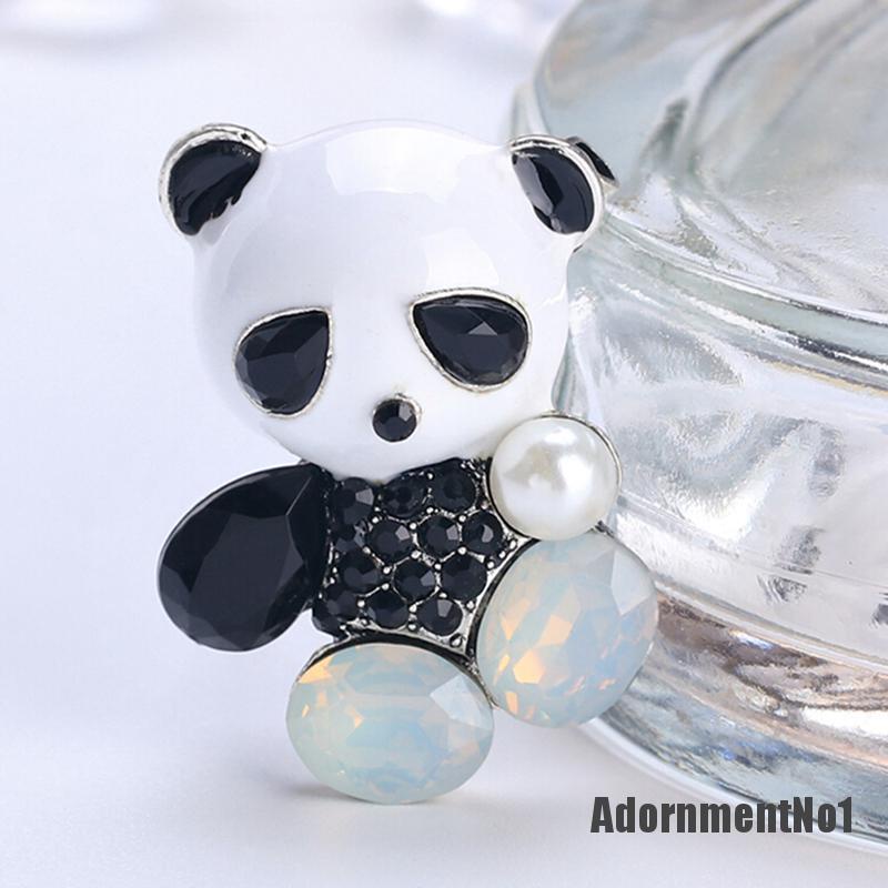 (Adornmentno1) Bros Pin Enamel Desain Panda Hias Kristal Untuk Pengantin Wanita