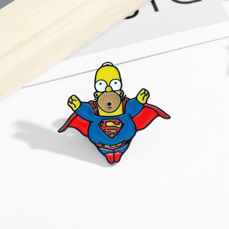 Bros Pin Enamel Desain Kartun Simpson Superman Untuk Kerah Pakaian