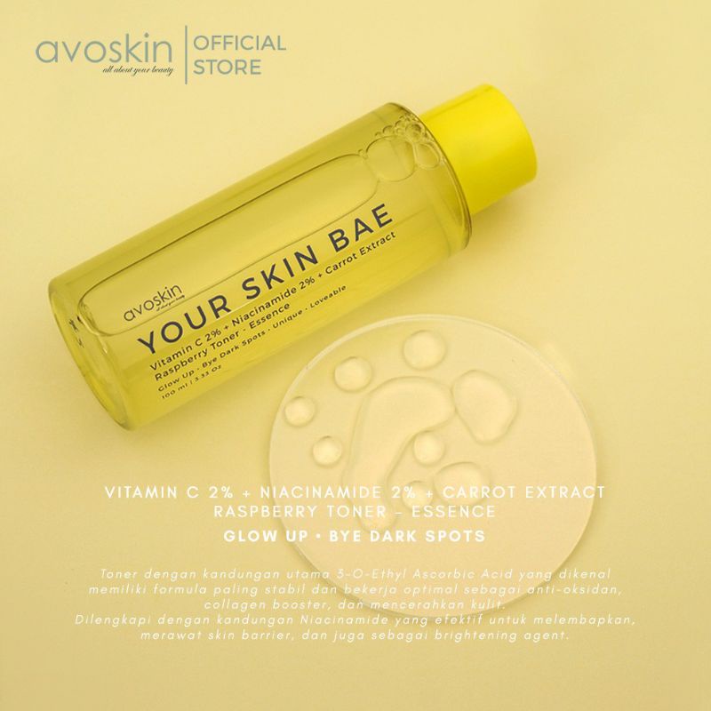 (BPOM) AVOSKIN Your Skin Bae Toner Vitamin C 2% + Niacinamide 2% + Carrot Extract + Raspberry 100ml