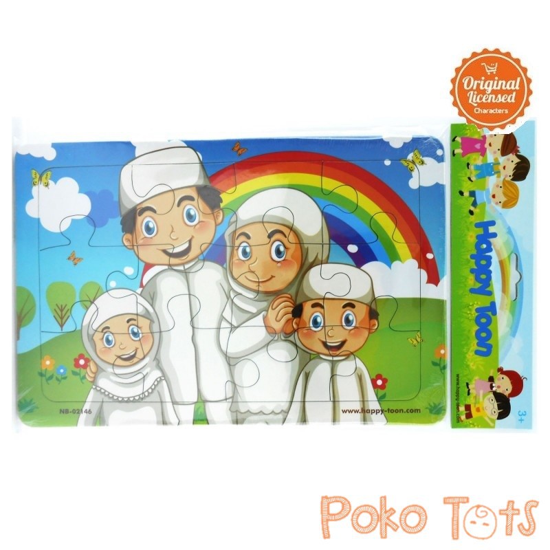 Happy Toon Karakter Anak-Anak Muslim Puzzle 12pcs Jigsaw Puzzle Original License