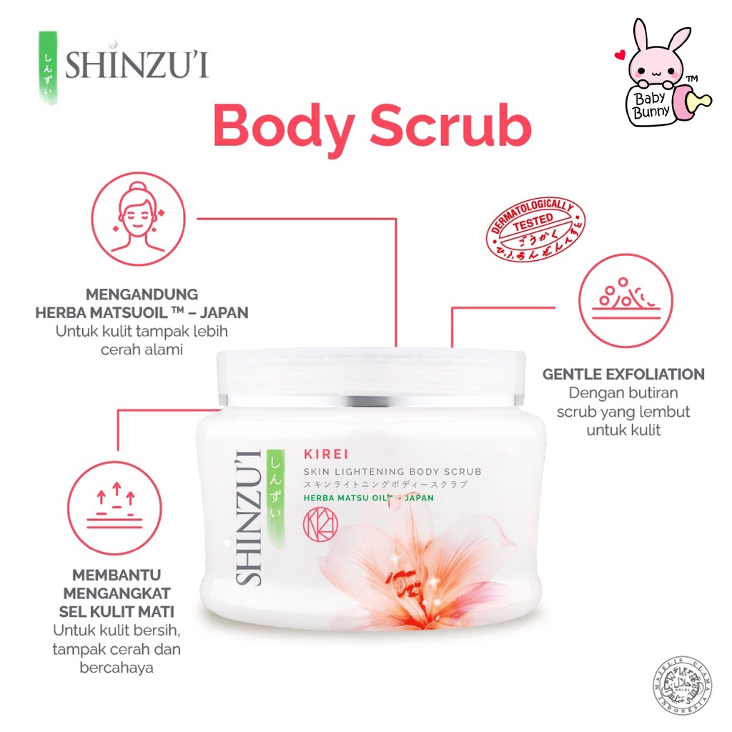 ❤ BELIA ❤ Shinzui Body Scrub 120 g (Kecil) &amp; 200g (Besar) | Lulur Badan Shinzu'i | BABY BUNNY