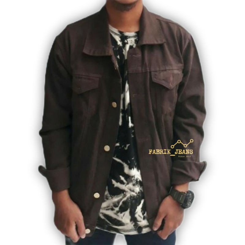 Jaket Jeans Levis Pria COKLAT TUA Bahan Denim Tebal Ukuran M L XL