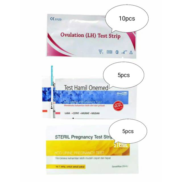 10pcs Ovulation LH Test Strip + 10pcs Test Hamil ( Onemed, Steril)