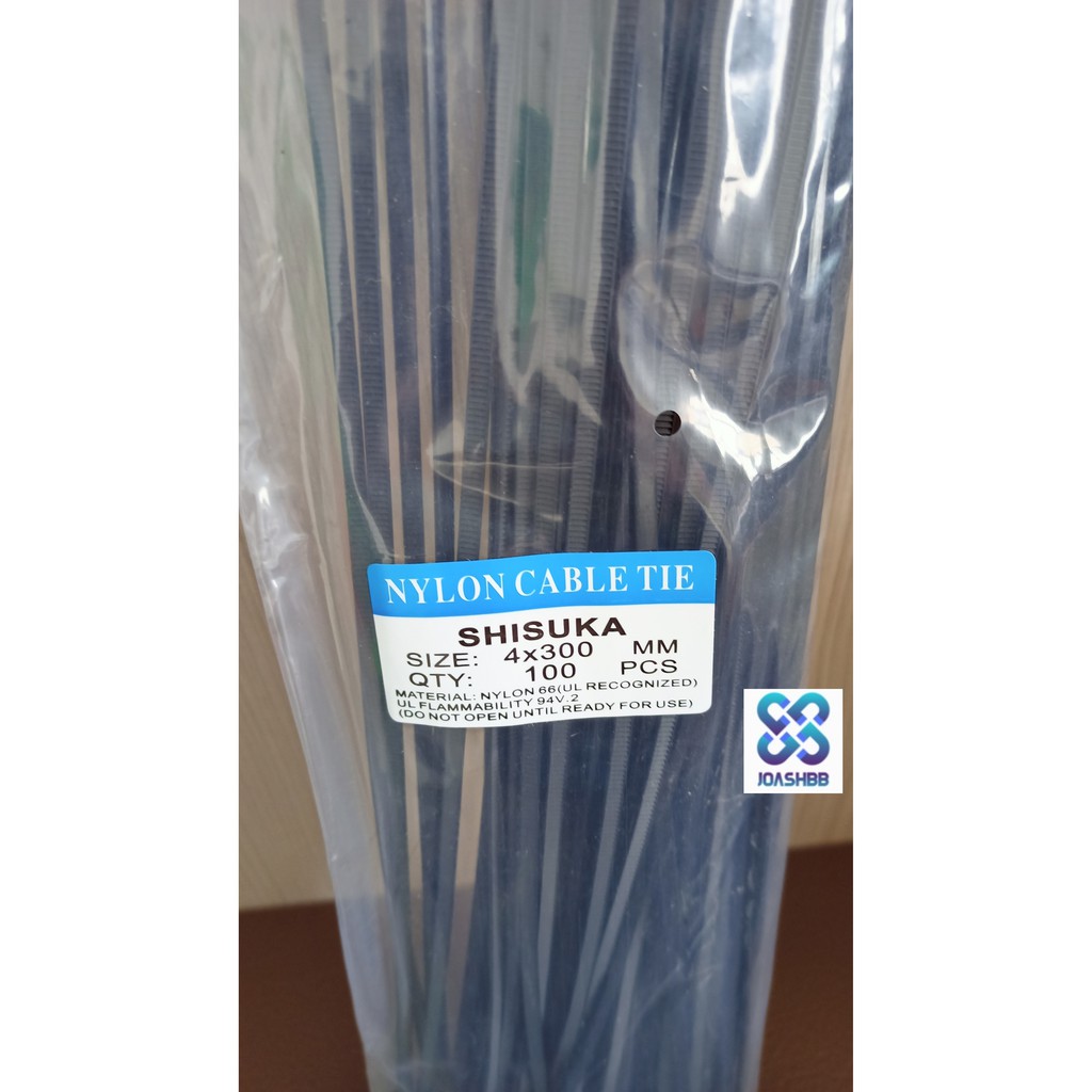 Kabel Ties shisuka 3.6x300mm (30cm) isi 100bh - putih / hitam, Cable Tie/ Pengikat Kabel/ Dasi Kable