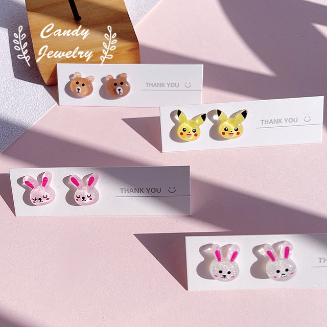 925 Earrings Female Cartoon Small Student Ear Clip 2021 New Small Fresh Girl Mini Small Colorful Fashion Accessories Jewelry