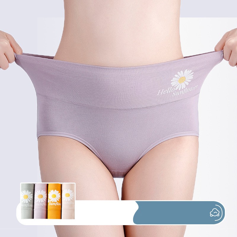 Wanita Celana Dalam Pakaian Dalam Katun Antibakteri High Waist Fashion Simple Briefs