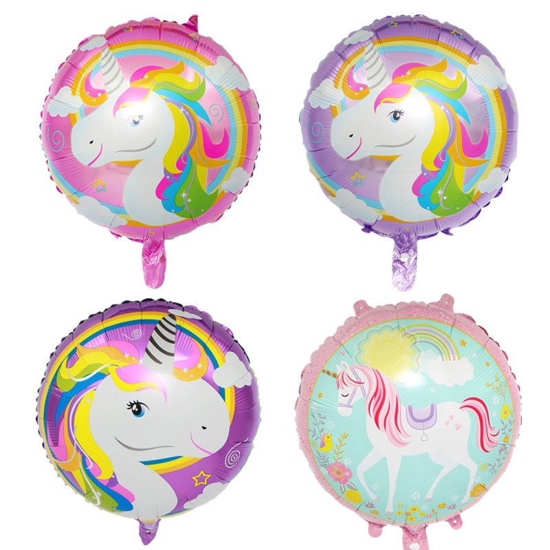 Jual Balontoys Balon Foil Hbd Bulat Happy Birthday Unicorn Head Flower Size Cm Pink Hitam